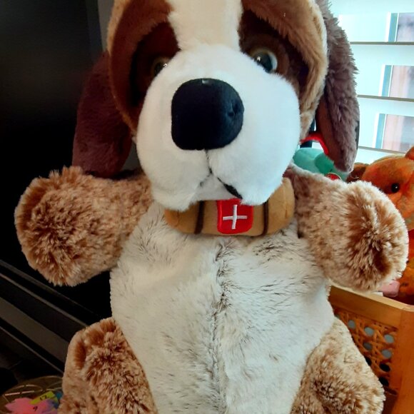 Cute soft body plush Saint Bernard brown dog body backpack Rodadou brand - Picture 1 of 9